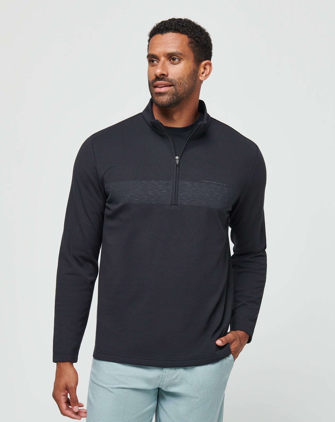 Travis Mathew Upgraded Fleece Chest Stripe Quarter Zip