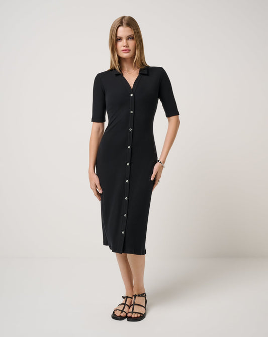 Travis Mathew Cloud Rib Polo Midi Dress